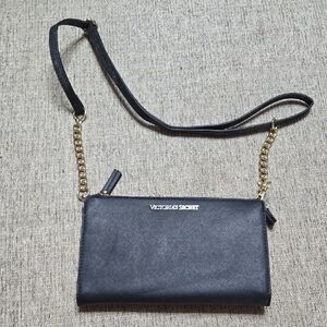 Victoria's Secret Black Crossbody with Gold Chain